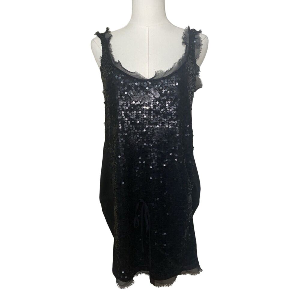 Magaschoni Front Sequin Draw String Mini Dress / … - image 1